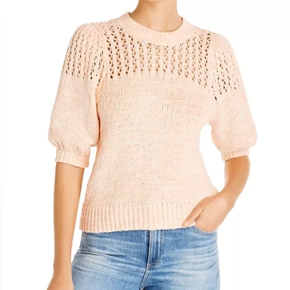 Joie Sweaters - JOIE | Una Open Puff Sleeve Peach Knit Sweater